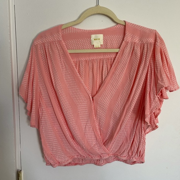 Maeve Anthropologie Nell Wrap Top with flutter sleeves - Picture 6 of 7